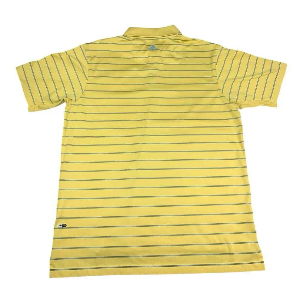 Adidas Golf Men's Polo Shirt ClimaCool, Yellow Striped, Moisture Wicking, Medium